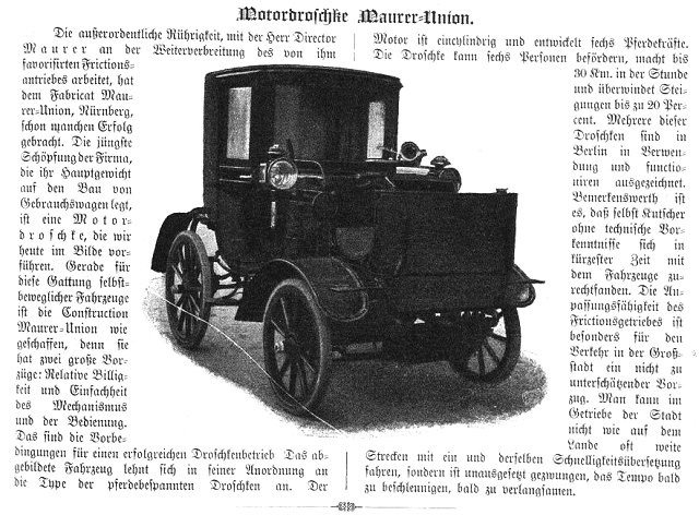 Maurer Union Droscken November 1903