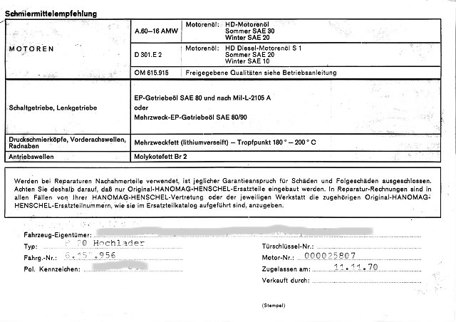 Hanomag Wartungs-Anleitung